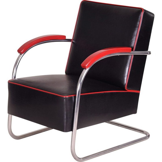 Image 1 of Paire de fauteuils vintage en cuir noir par Mucke Melder, Tchécoslovaquie 1930
