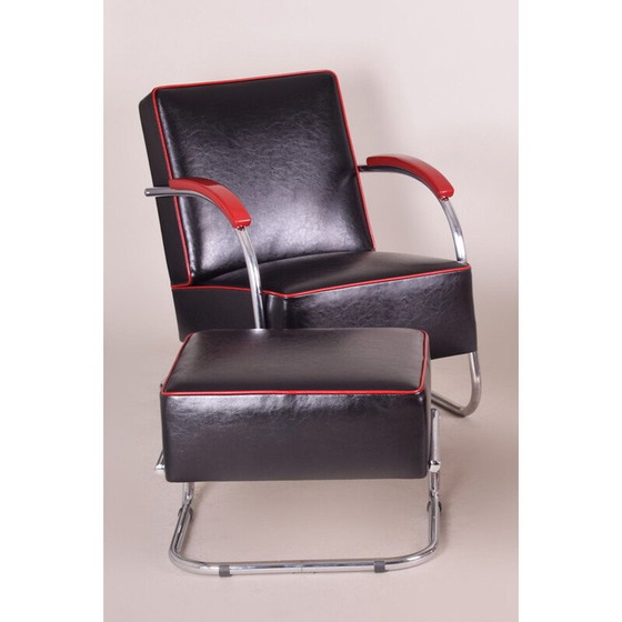 Image 1 of Paire de fauteuils vintage en cuir noir par Mucke Melder, Tchécoslovaquie 1930