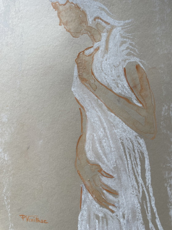 Image 1 of Pastel Portrait Femme "La Robe Blanche"