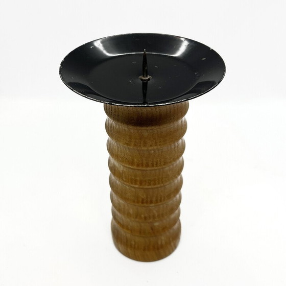 Image 1 of Bougeoir vintage en bois et acier, Allemagne