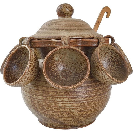 Ensemble de poinçons en grès Keraluc, 1970