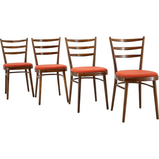 Ensemble de 4 chaises vintage, Tchécoslovaquie 1965