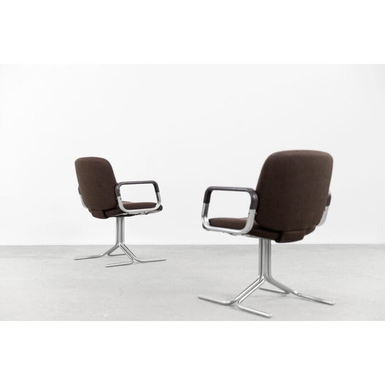 Image 1 of Paire de fauteuils vintage en aluminium brun pour Mauser, Allemagne 1970