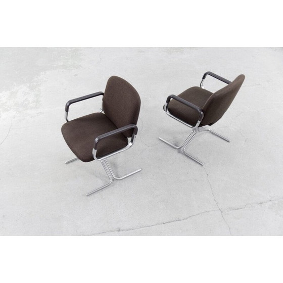 Image 1 of Paire de fauteuils vintage en aluminium brun pour Mauser, Allemagne 1970