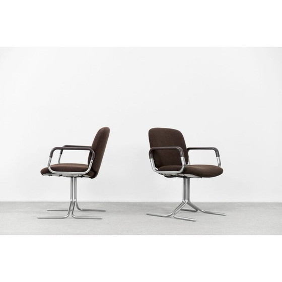 Image 1 of Paire de fauteuils vintage en aluminium brun pour Mauser, Allemagne 1970