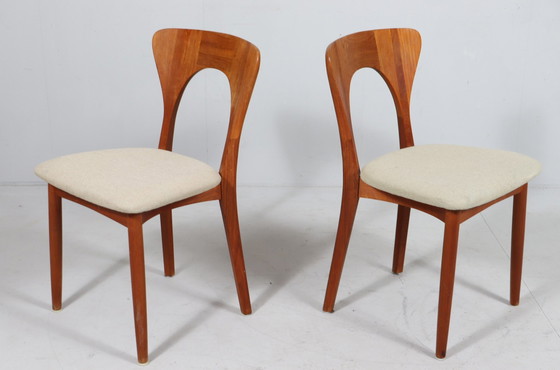 Image 1 of Lot de 4 chaises/chaises de salle à manger de Niels Koefoed, modèle : 'Peter', teck, Danemark, années 1960