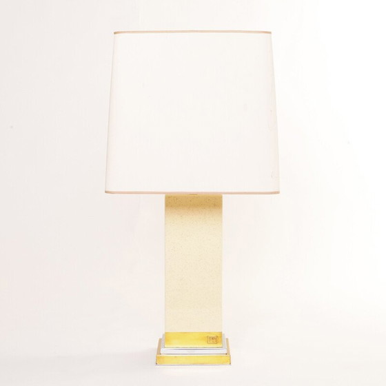 Image 1 of Paire de lampes de table vintage en laiton et métal chromé par Jean Claude Mahey, 1970