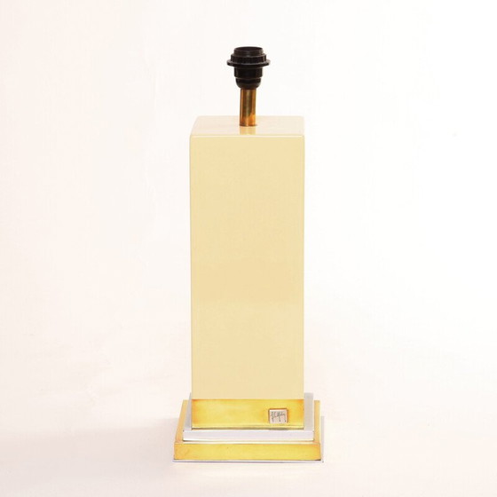 Image 1 of Paire de lampes de table vintage en laiton et métal chromé par Jean Claude Mahey, 1970