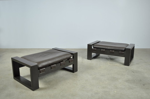 Sonja Wasseur / Tabourets en cuir brutalistes / Pays-Bas 1970S