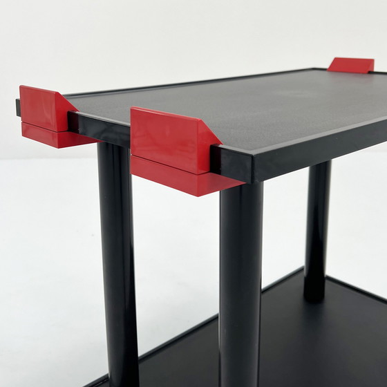 Image 1 of Chariot postmoderne noir et rouge par Anna Castelli Ferrieri pour Kartell, 1980S