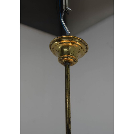 Image 1 of Lustre vintage en laiton et verre Ar Nouveau, années 1930