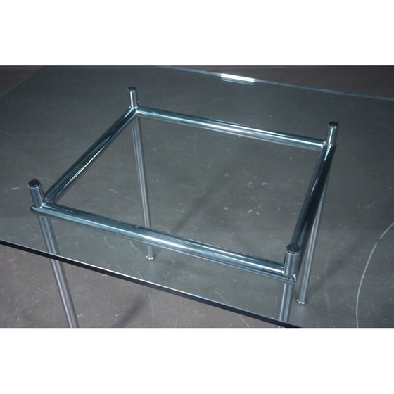 Image 1 of Table de salle à manger vintage à plateau en verre modèle LC12 par Le Corbusier pour Cassina, 1925s