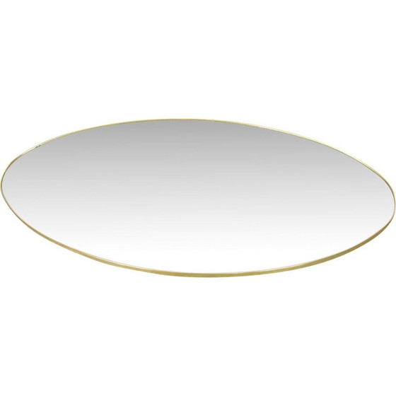 Image 1 of Miroir ovale vintage avec cadre doré, 1970