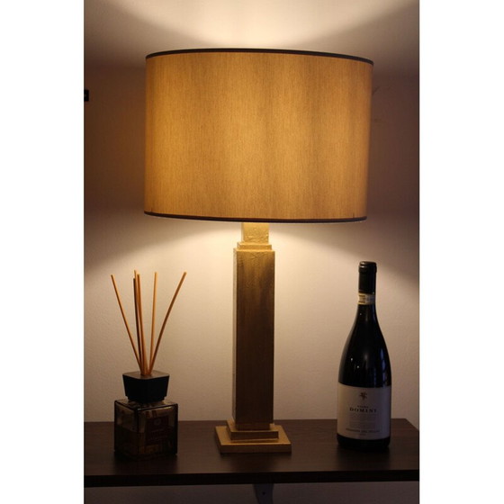 Lampe de table vintage avec or florentin brossé à la main, Italie 1970 (photo 9 of 10)