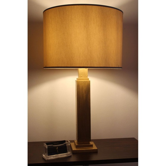 Lampe de table vintage avec or florentin brossé à la main, Italie 1970 (photo 6 of 10)