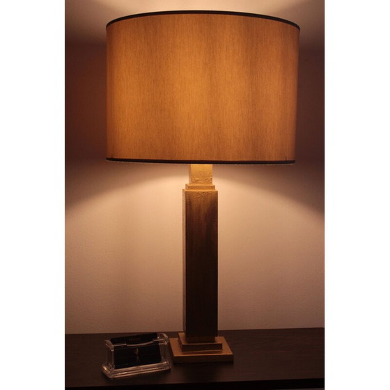 Lampe de table vintage avec or florentin brossé à la main, Italie 1970 (photo 5 of 10)
