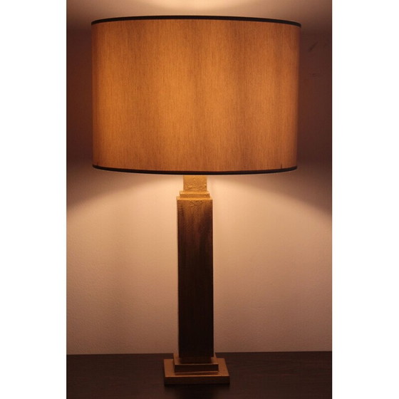Lampe de table vintage avec or florentin brossé à la main, Italie 1970 (photo 2 of 10)
