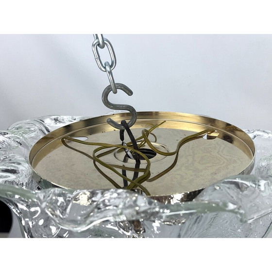 Image 1 of Plafonnier vintage en verre de Murano et laiton par La Murrina, Italie 1980