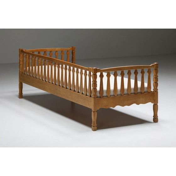 Image 1 of Lit vintage en bois et tissu, France 1950