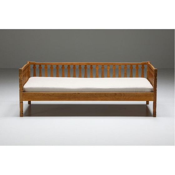 Image 1 of Lit vintage en bois et tissu, France 1950