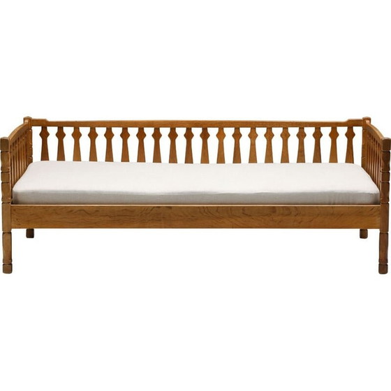 Image 1 of Lit vintage en bois et tissu, France 1950