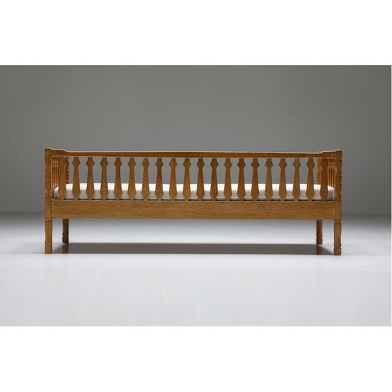 Image 1 of Lit vintage en bois et tissu, France 1950