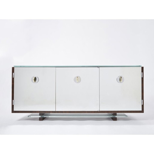 Buffet vintage en miroir et placage d'ébène par Alberto Pinto, 1990