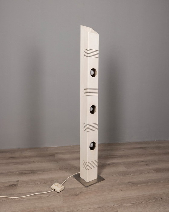 Image 1 of Lampe de sol vintage en fer blanc et métal, Italie, 70S