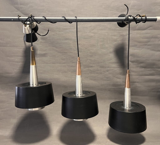 Lampes de plafond attribuées à Voss Belysning, Danemark, 1959, Ensemble de 3, Vintage