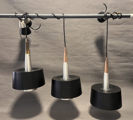 Image 1 of Lampes de plafond attribuées à Voss Belysning, Danemark, 1959, Ensemble de 3, Vintage