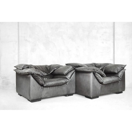 Image 1 of Paire de fauteuils vintage en cuir gris par Jens Juul Eilersen pour Niels Eilersen, 1970