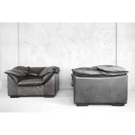 Image 1 of Paire de fauteuils vintage en cuir gris par Jens Juul Eilersen pour Niels Eilersen, 1970