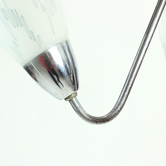Image 1 of Plafonnier vintage en verre et chrome, tchèque 1960