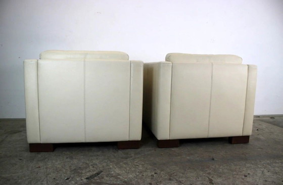 Image 1 of 2X Deux Magnifiques Fauteuils Brühl En Cuir Crème/Beige Fauteuils