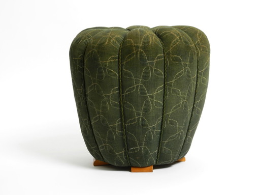 Tabouret Pouf Original Par Jindrich Halabala De 1958 | Art Deco Bauhaus | Fabriqué en République Tchèque