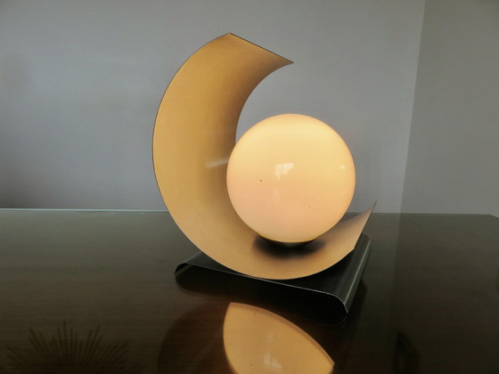 Image 1 of Lampe En Acier Inoxydable Et Opaline, France, 1970