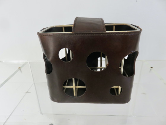 Image 1 of Porte Bouteilles En Cuir Attribué À Jacques Adnet Pour Les Cognacs J&F Martell