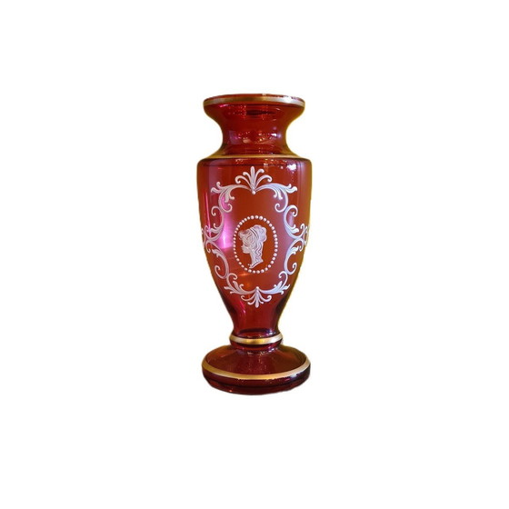 Image 1 of Vase rouge rubis de style Mary Gregory, 2E moitié du 20e siècle