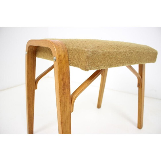 Image 1 of Pouf Thonet vintage en bois et tissu, Tchécoslovaquie 1970
