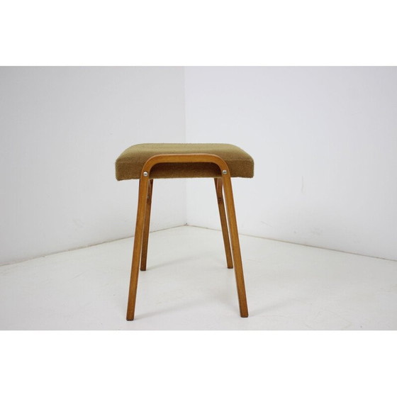 Image 1 of Pouf Thonet vintage en bois et tissu, Tchécoslovaquie 1970