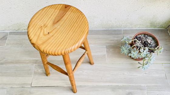 Image 1 of Tabouret Haut  Vintage Esprit Chalet