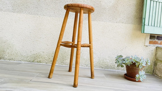 Image 1 of Tabouret Haut  Vintage Esprit Chalet