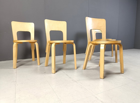 Image 1 of Chaises de salle à manger modèle 66 par Alvar Aalto pour Artek, 1960S