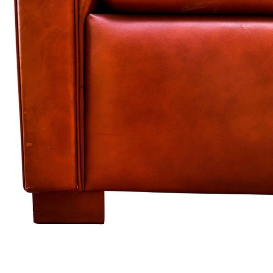 Image 1 of Chaise longue vintage en hêtre et cuir, italienne, années 1970