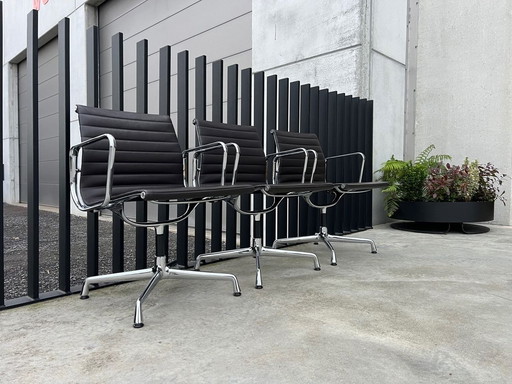 3X Vitra Eames Ea108 Chaises en cuir