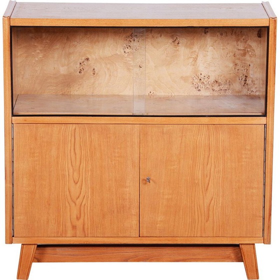 Image 1 of Vitrine vintage en bois, Tchécoslovaquie 1940