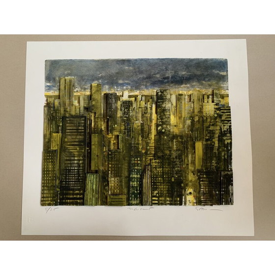Image 1 of Sérigraphie 3D vintage new york at night par Gottfried Salzmann, 2014