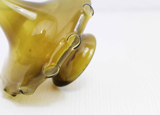 Image 1 of Vase Vintage Style Art Deco En Verre Ambré Fin 1970