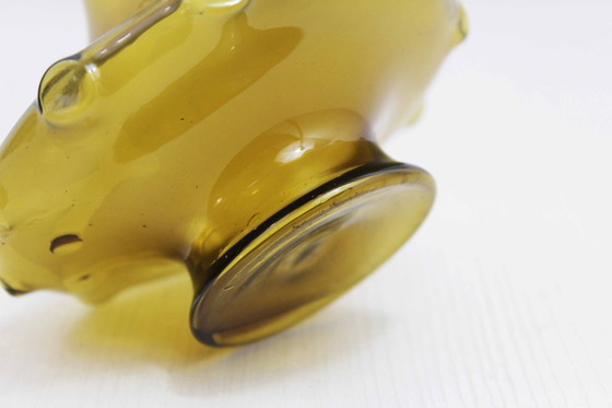 Image 1 of Vase Vintage Style Art Deco En Verre Ambré Fin 1970