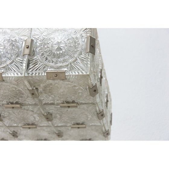 Image 1 of Suspension vintage en verre et acier chromé par Kamenický Šenov, Tchécoslovaquie 1970